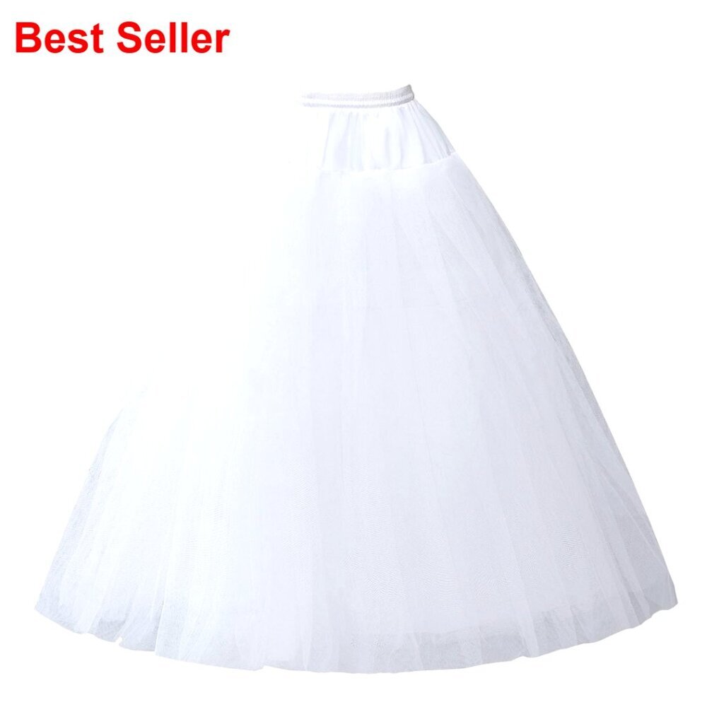 Hoopless Petticoat Crinoline Underskirt for Wedding Dress A-Line 4 Layers